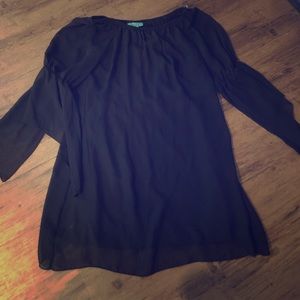 Turquoise Haven Off-The-Shoulder Black Dress